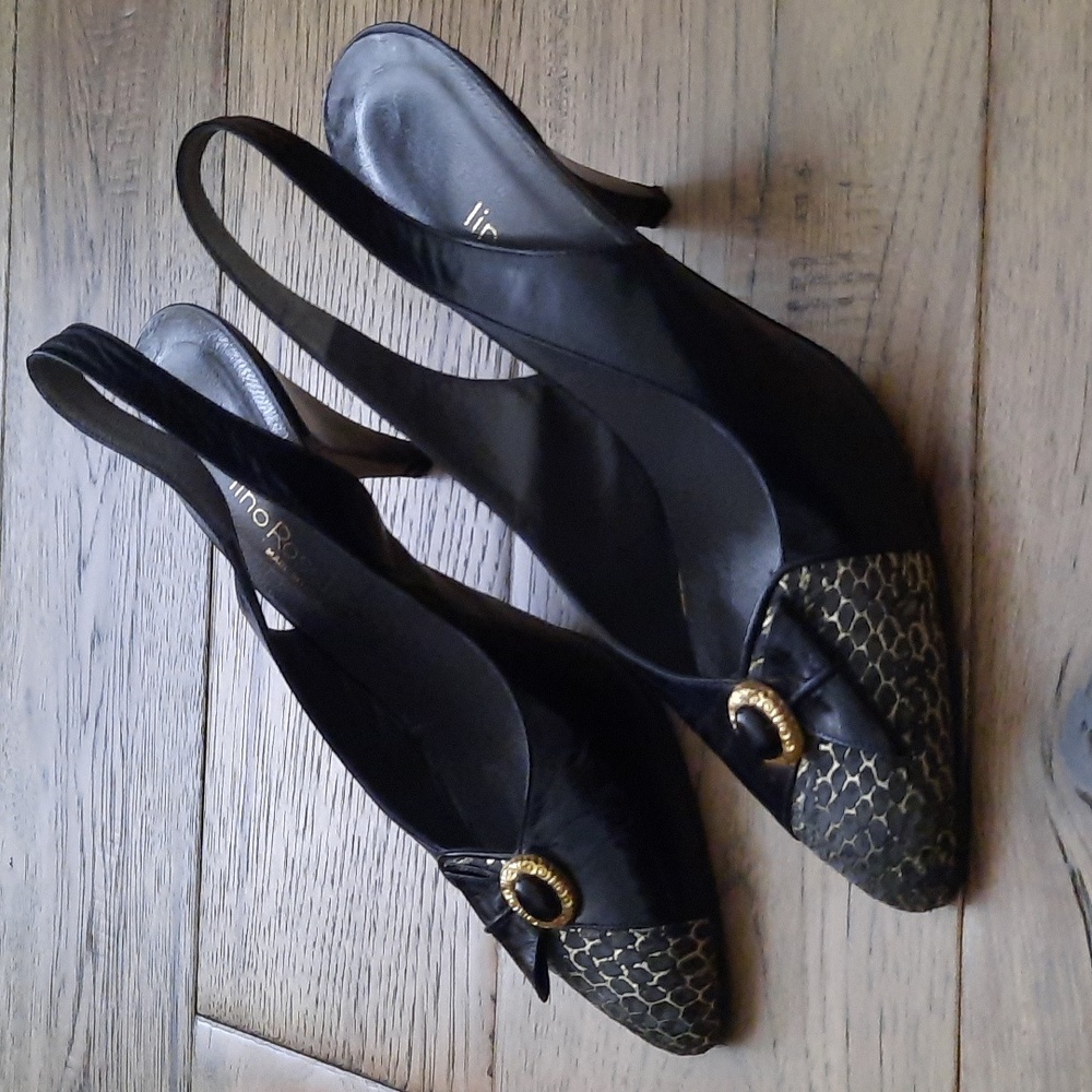 Vintage Made in Italy Lino Rossi Moda Leather Sling Back Heels